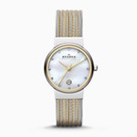 Classic Two Tone Striped Mesh Women's Watch