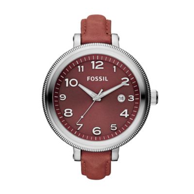 Fossil Bridgette Leather Watch Red