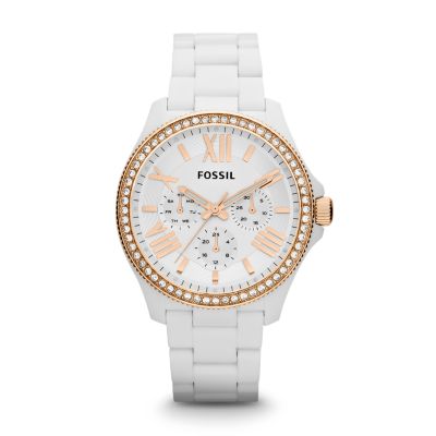AM4492 - Cecile Multifunction Resin Watch - White with Rose
