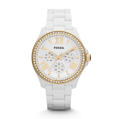AM4493 - Cecile Multifunction Resin Watch - White with Gold