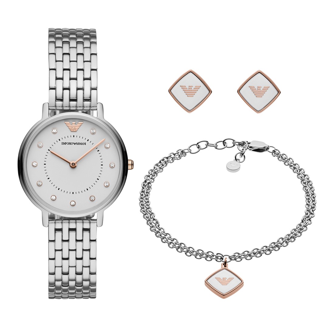 Armani Emporio Armani Women&Apos;S Two-Hand Stainless Steel Watch Gift Set Ar80023 Jewelry - AR80023-WSI Armani Emporio Armani Women&Apos;S Two-Hand Stainless Steel Watch Gift Set Ar80023 Jewelry - AR80023-WSI