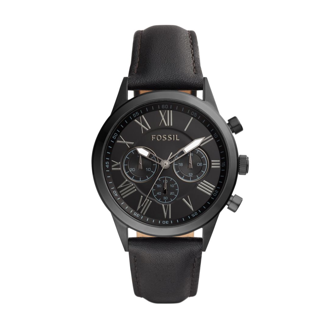 UPC 796483166912 product image for Fossil Flynn Midsize Chronograph Black Leather Watch Bq1734 Jewelry - BQ1734-WSI | upcitemdb.com