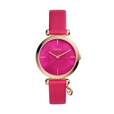 Fossil pink leather outlet watch