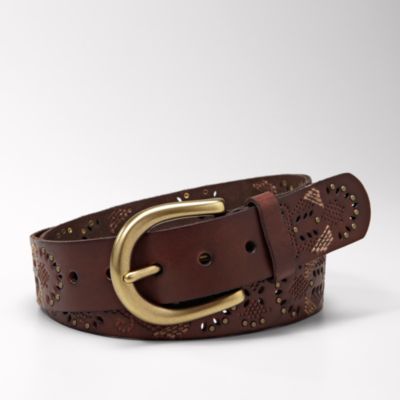 Fossil Perf Stitched Strap Belt
