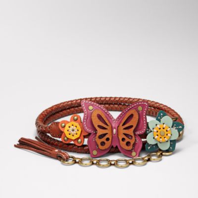 Fossil Butterfly Leather Plaque Belt
