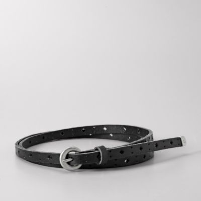 Fossil Logo Perforated Skinny Belt
