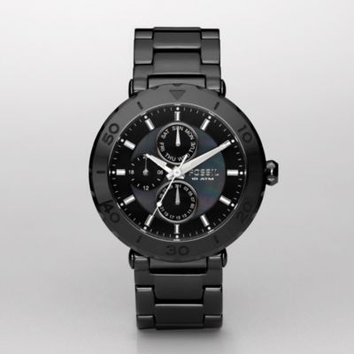 Fossil CE1001, Black Ceramic Multifunction