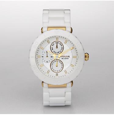 Fossil CE1004, White Multifunction Ceramic Dial
