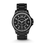 Riley Ceramic Watch - Black with Stones