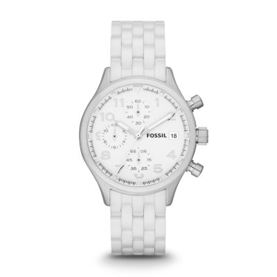 CE1077 - Compass Chronograph Ceramic Watch - White