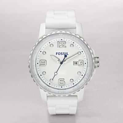 Fossil Sport Ceramic and Silicone Watch - White