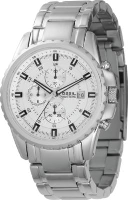 Fossil Men's Dress Chronograph Watch - White Silver Dial - CH2465