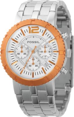 Fossil Mens Metal Chronograph Watch - Chrono - Orange - CH2468