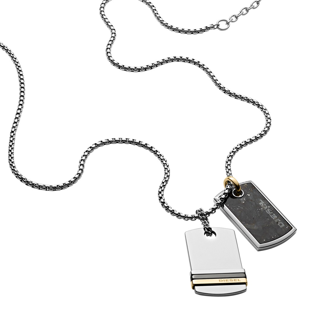 Diesel Diesel Men&Apos;S Double Dog Tag Tri-Tone Stainless Steel Necklace Dx1189040 Jewelry - DX1189040-WSI Diesel Diesel Men&Apos;S Double Dog Tag Tri-Tone Stainless Steel Necklace Dx1189040 Jewelry - DX1189040-WSI