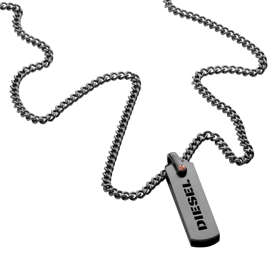 Diesel Gunmetal Stainless Steel Pendant Necklace Dx1206040 Jewelry - DX1206040-WSI Diesel Gunmetal Stainless Steel Pendant Necklace Dx1206040 Jewelry - DX1206040-WSI