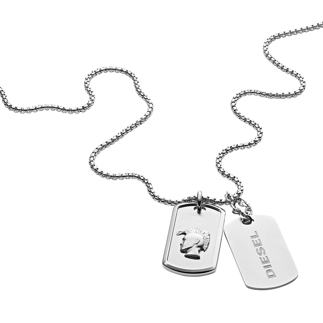 Diesel Stainless Steel Double Dog Tag Necklace Dx1210040 Jewelry - DX1210040-WSI Diesel Stainless Steel Double Dog Tag Necklace Dx1210040 Jewelry - DX1210040-WSI
