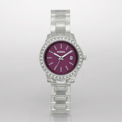 Fossil ES2611 Clear Stella Purple Analog Dial