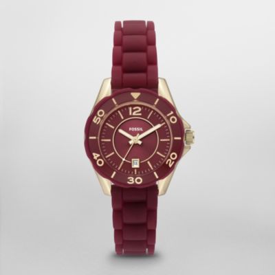 Fossil Riley Mini Silicone Watch - Berry