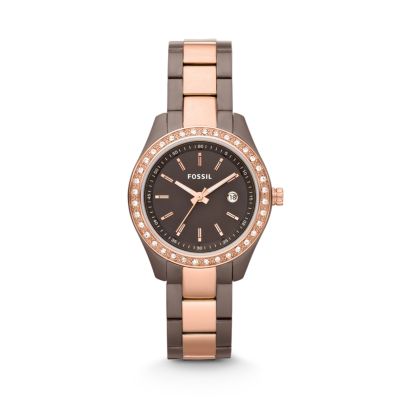 ES3000 - Stella Mini Stainless Steel Watch - Brown and Rose