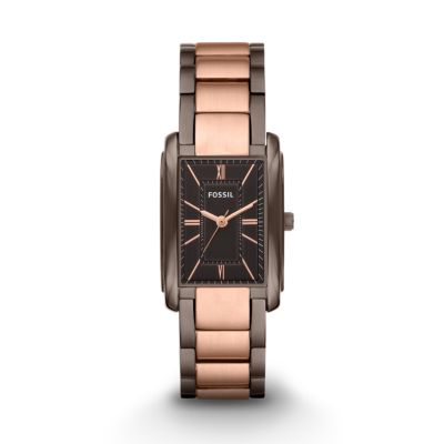 ES3007 - Adele Three Hand Stainless Steel Watch - Brown and Rose