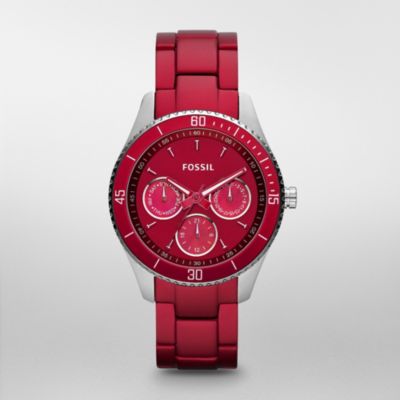 Fossil Stella Aluminum and Stainless Steel Watch Red