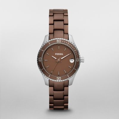 Fossil Stella Mini Aluminum and Stainless Steel Watch Brown