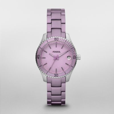 Fossil Stella Mini Aluminum and Stainless Steel Watch Purple
