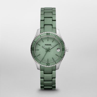 Fossil Stella Mini Aluminum and Stainless Steel Watch Green