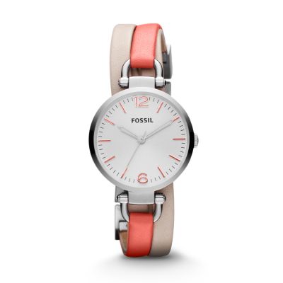 ES3222 - Georgia Leather Watch – White and Coral