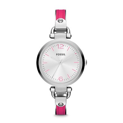 ES3258 - Georgia Three Hand Stainless Steel and Leather Watch - Pink