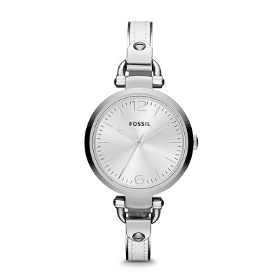 ES3259 - Georgia Three Hand Stainless Steel and Leather Watch - White