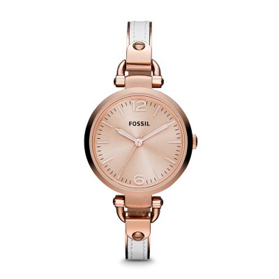 ES3261 - Georgia Three Hand Stainless Steel and Leather Watch – White with Rose