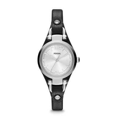 ES3263 - Georgia Mini Three Hand Leather Watch - Black