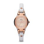 Georgia Mini Three Hand Leather Watch - White