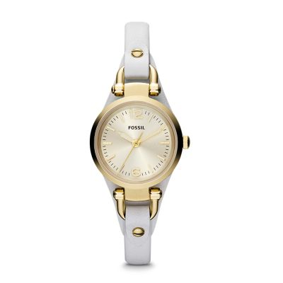 ES3266 - Georgia Mini Three Hand Leather Watch - White