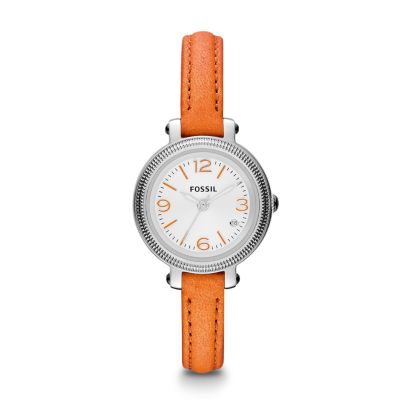 ES3305 - Heather Three Hand Leather Watch - Orange