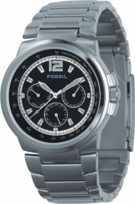 Fossil Mens Metal Chronograph Watch - MI-6 - Black - FS4125