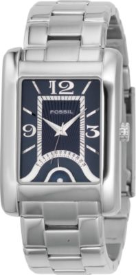 Fossil Mens Metal Dress Watch - Swing Hand - Blue Dial - FS4235