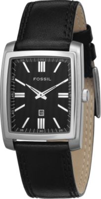 Fossil Mens Leather Dress Watch - Black Dial - FS4265