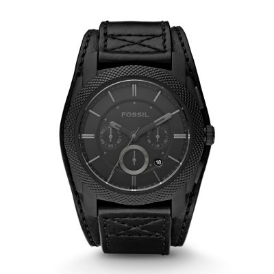 FS4617 - Machine Cuff Leather Watch - Black