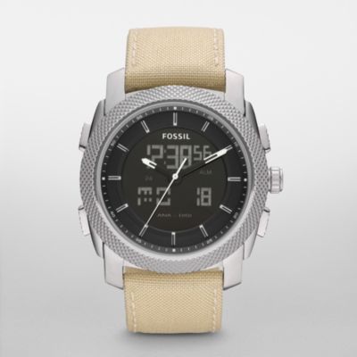Fossil Machine Canvas Watch - Khaki