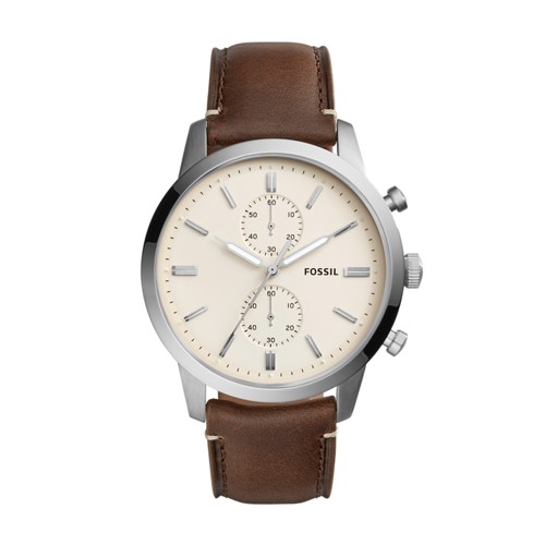 Fossil Townsman 44Mm Chronograph Brown Leather Watch Fs5350 Beige