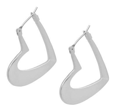 Fossil Earrings Silver Heart Hoop Color Silver