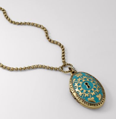 Fossil Turquoise Patina Locket
