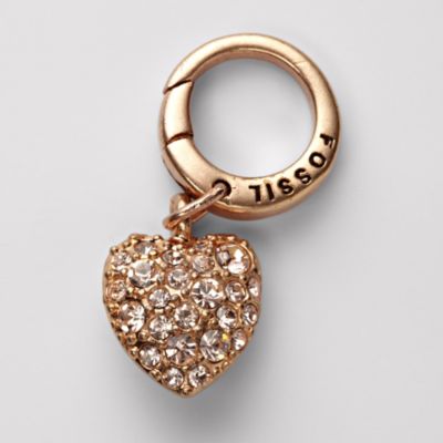 Fossil Small Pave Heart Charm