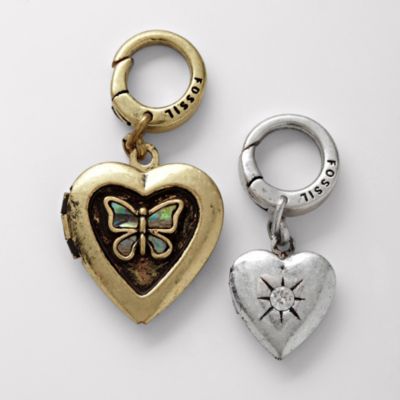 Fossil Double Hearts Charm