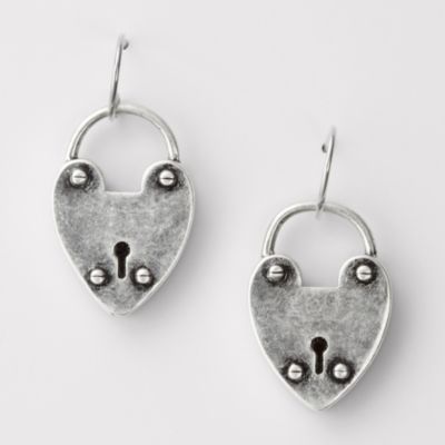 Fossil Heart Locket Earrings