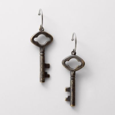 Fossil Rustic Key Drop Earrings