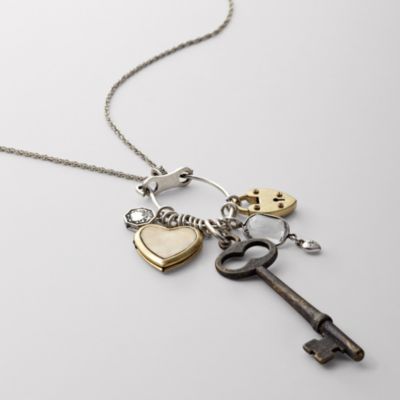 Fossil Love Story Multi Cluster Necklace