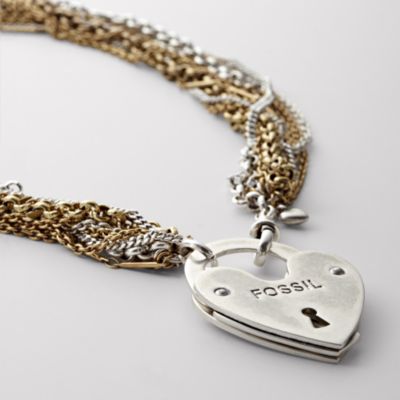 Fossil Multi Chain Heart Necklace